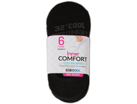 32 Degrees Women's Cool Comfort No-Show Socks, Black (6-Pack)