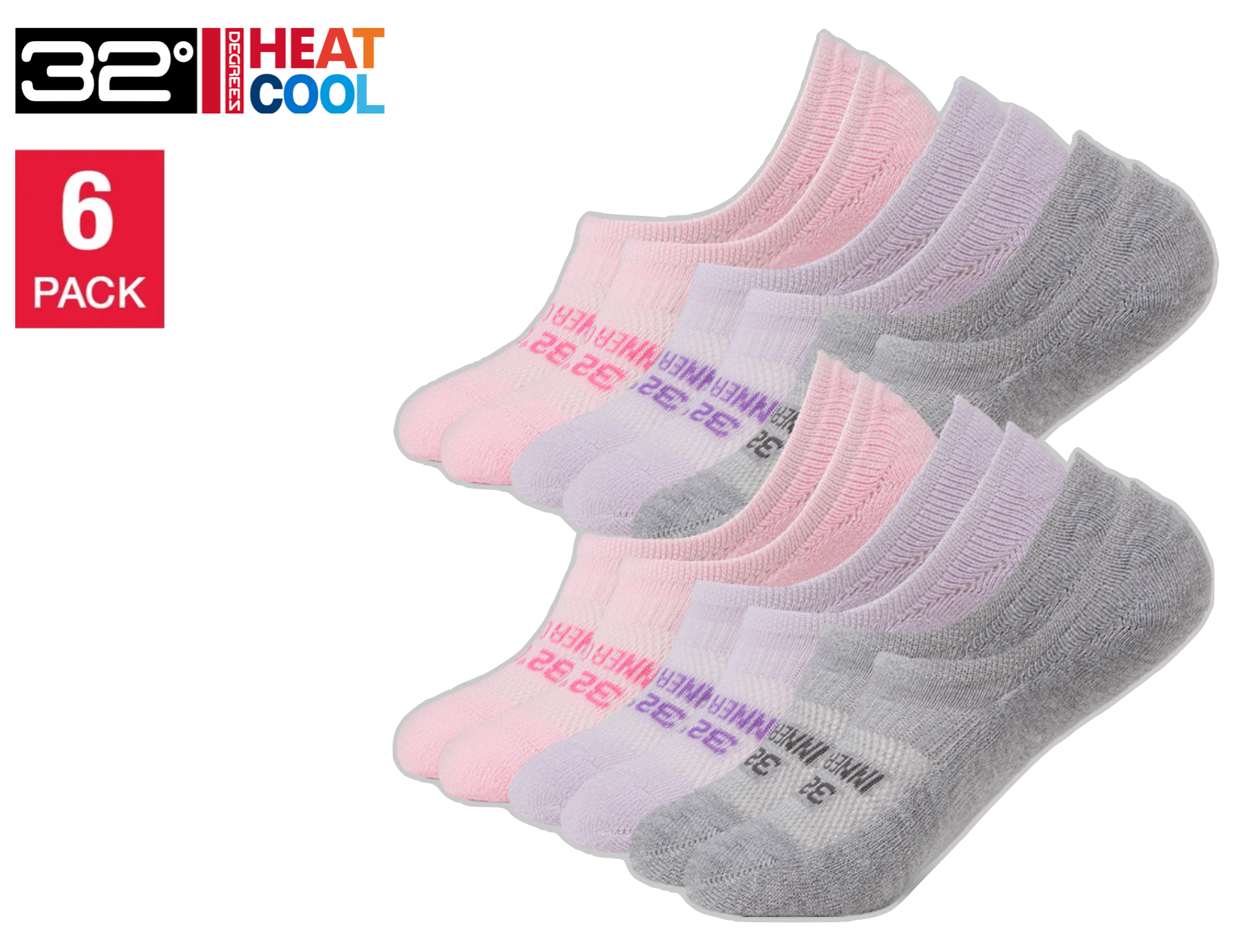 32 Degrees Women's Cool Comfort No-Show Socks, Assorted (6-Pack)