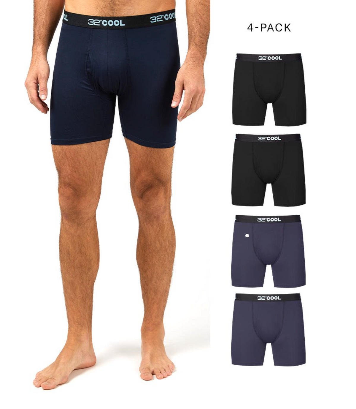 32 Degrees Men's Cool Classic Boxer Brief, Assorted Colors (4-Pack)