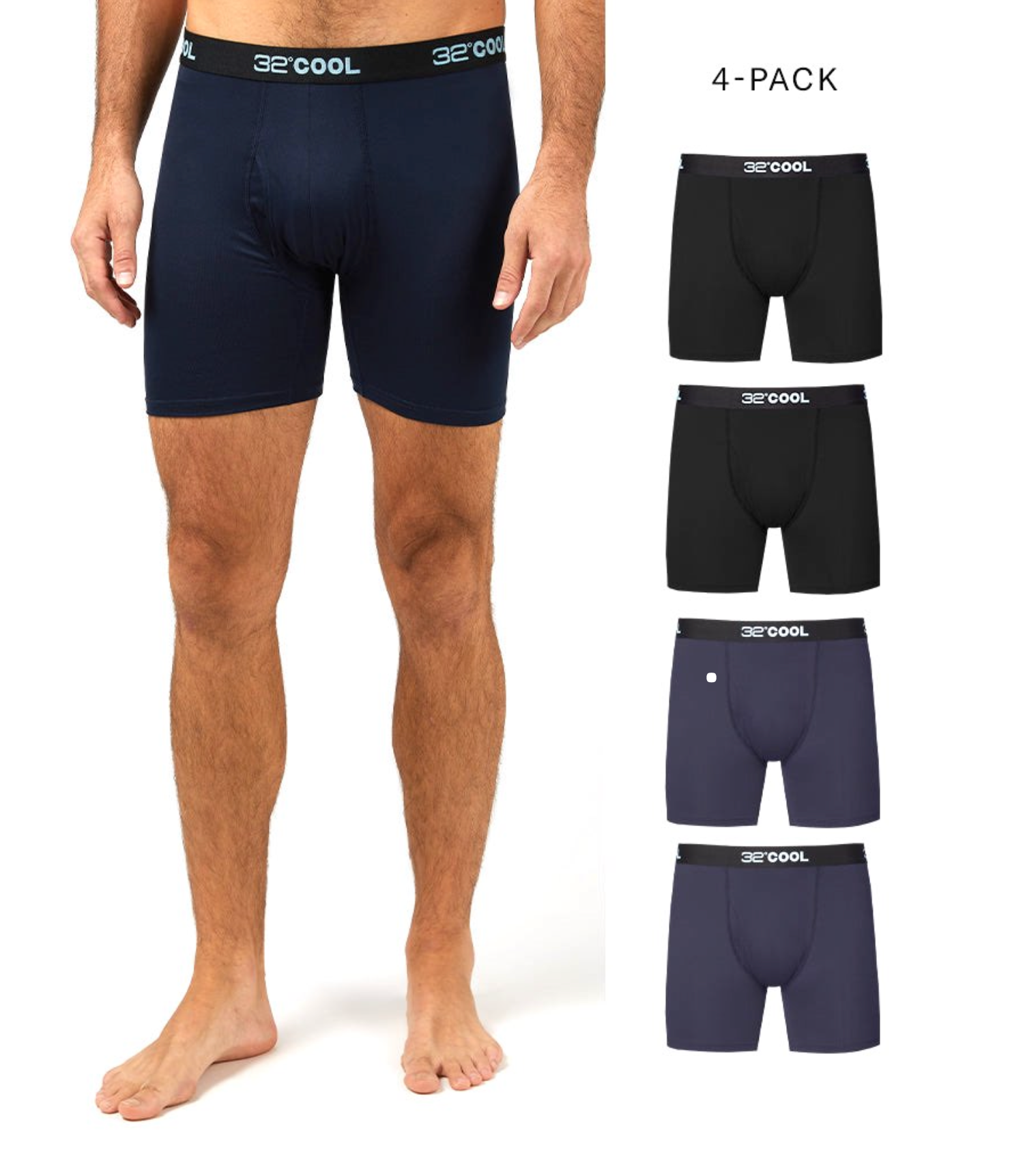 32 Degrees Men's Cool Classic Boxer Brief, Assorted Colors (4-Pack)