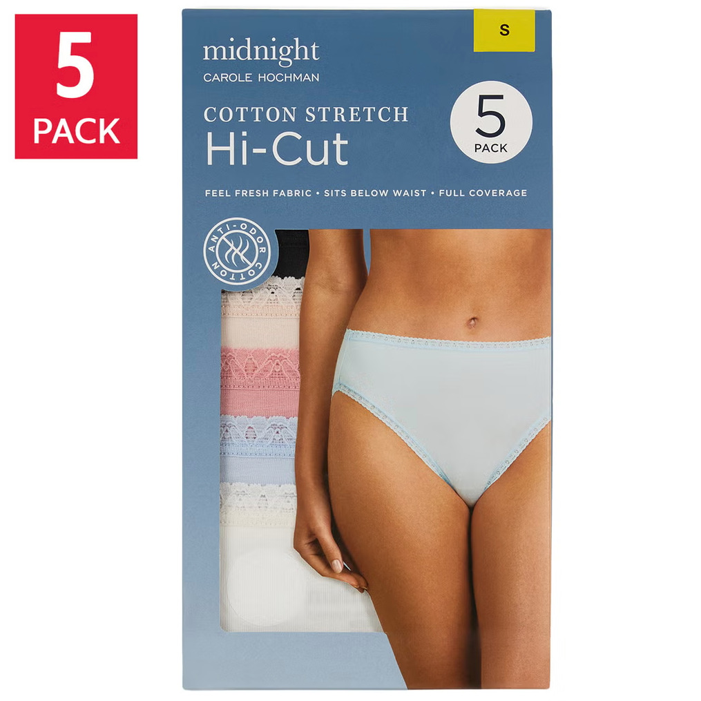 Carole Hochman Women's Midnight, Cotton stretch Hi Cut (5-Pack)