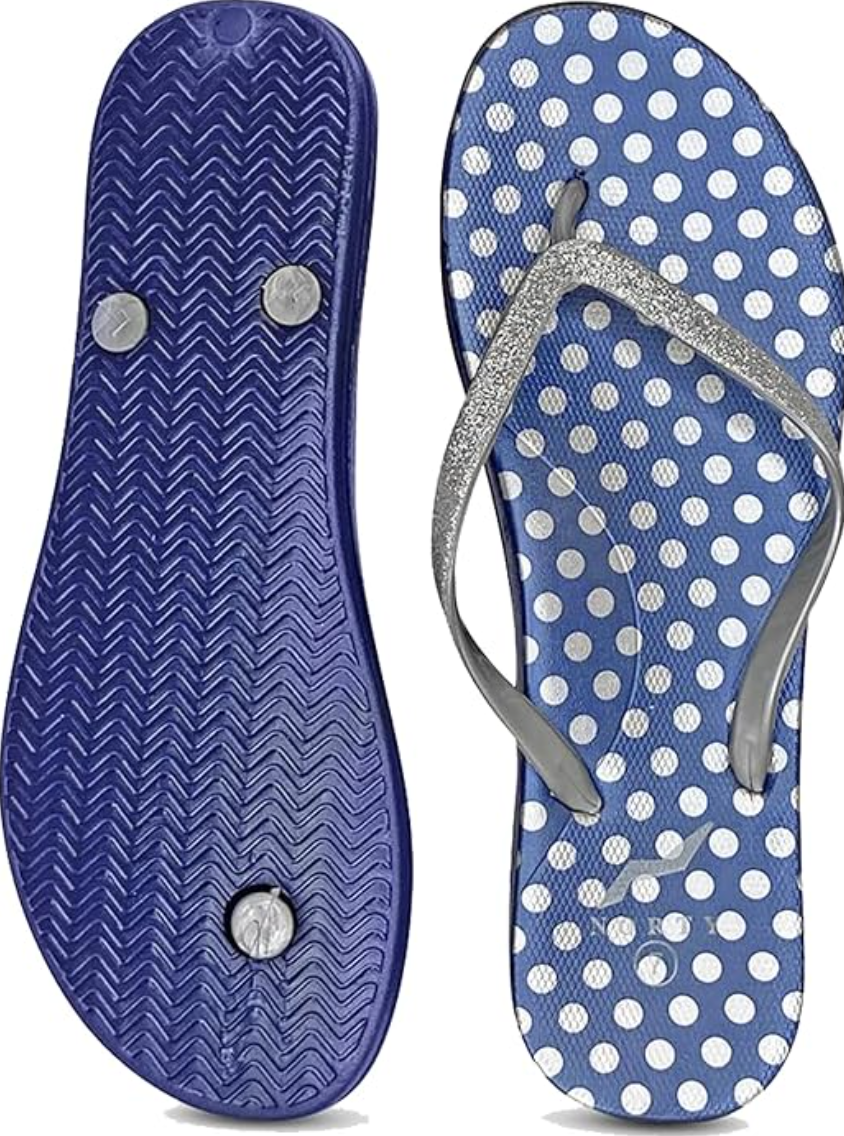 NORTY Womens Eva Flip Flop Sandal Stripes, Navy Silver Dot (22016C)