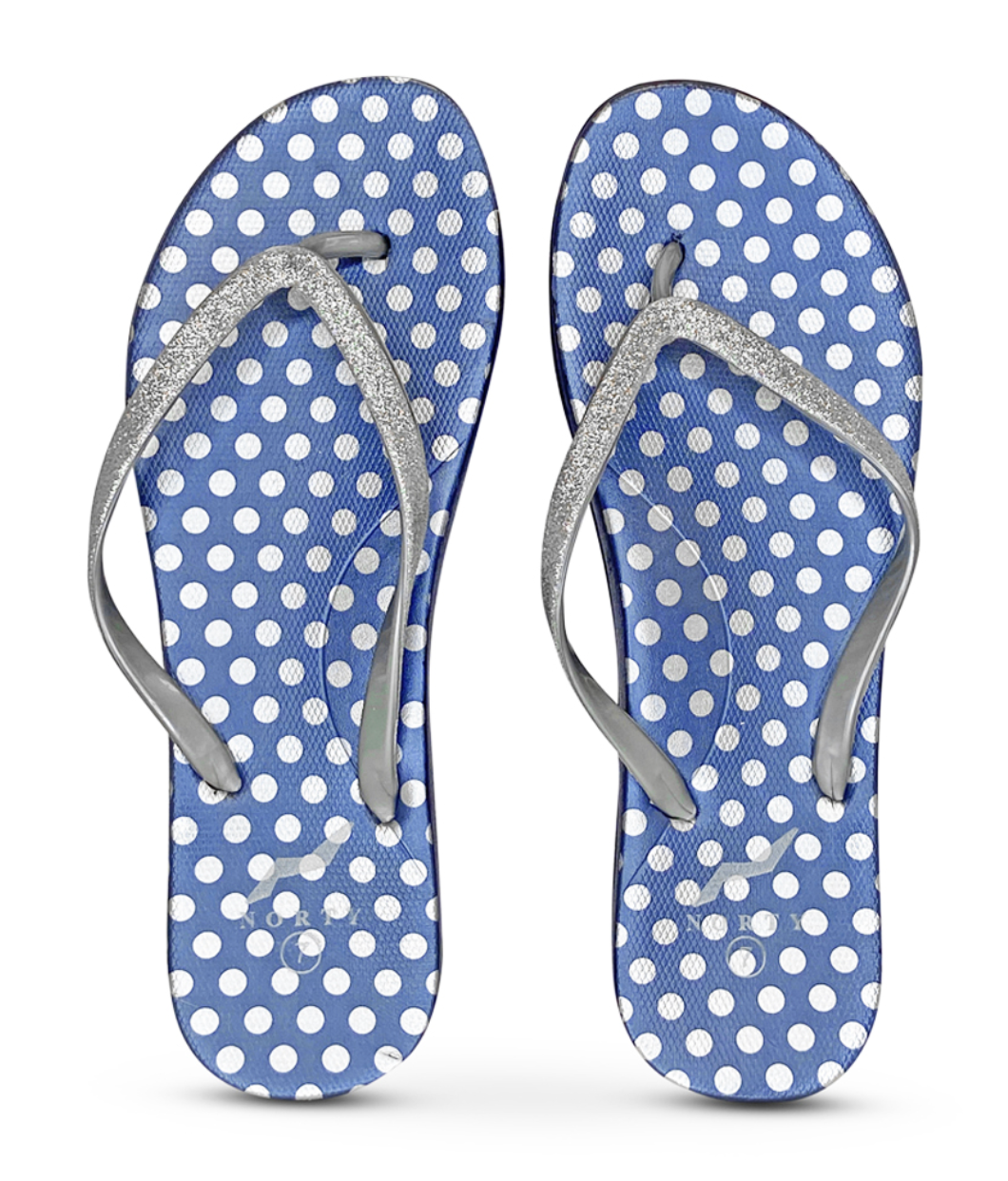 NORTY Womens Eva Flip Flop Sandal Stripes, Navy Silver Dot (22016C)