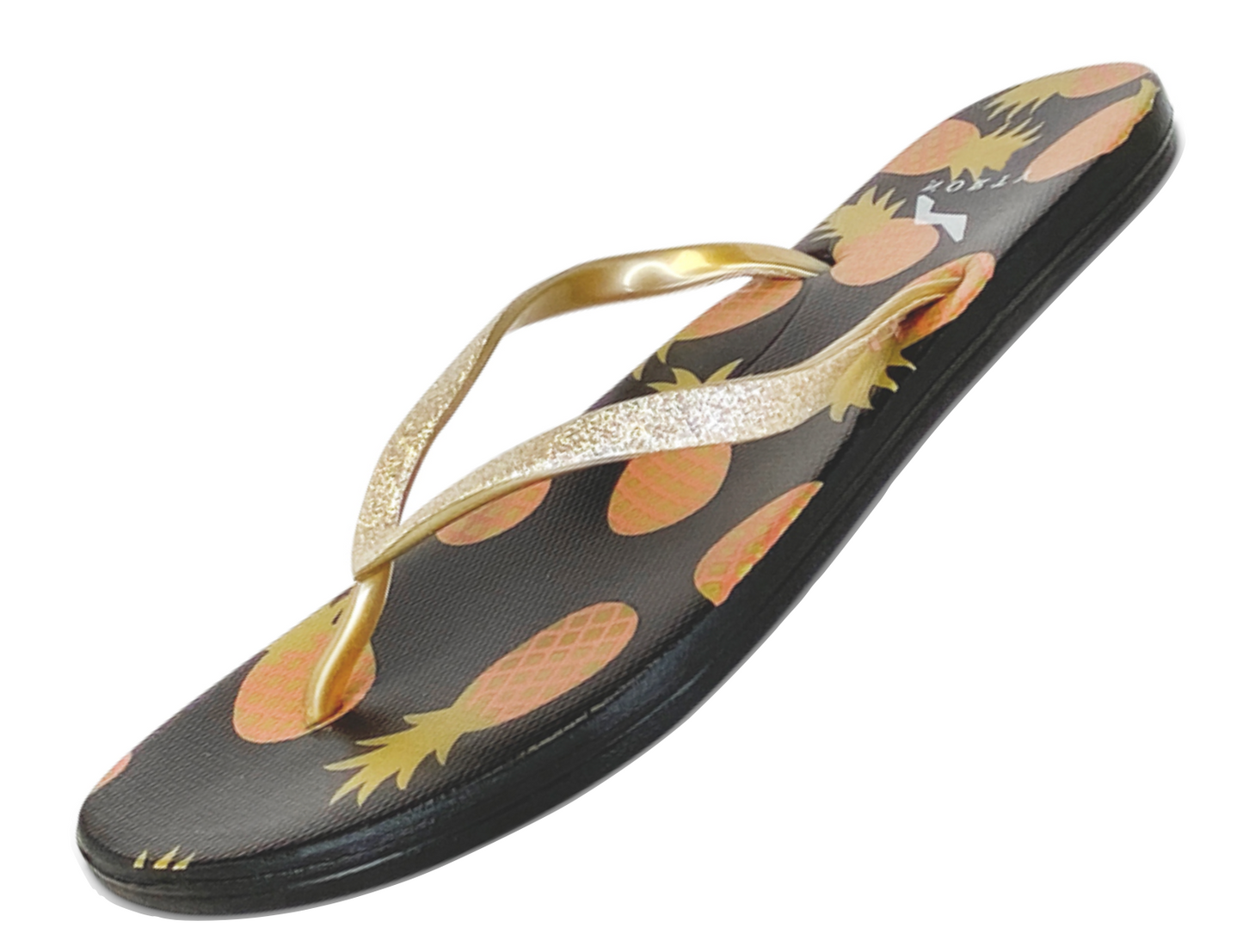 NORTY Womens Eva Flip Flop Sandal Stripes, Black/Pineapples (22016B)