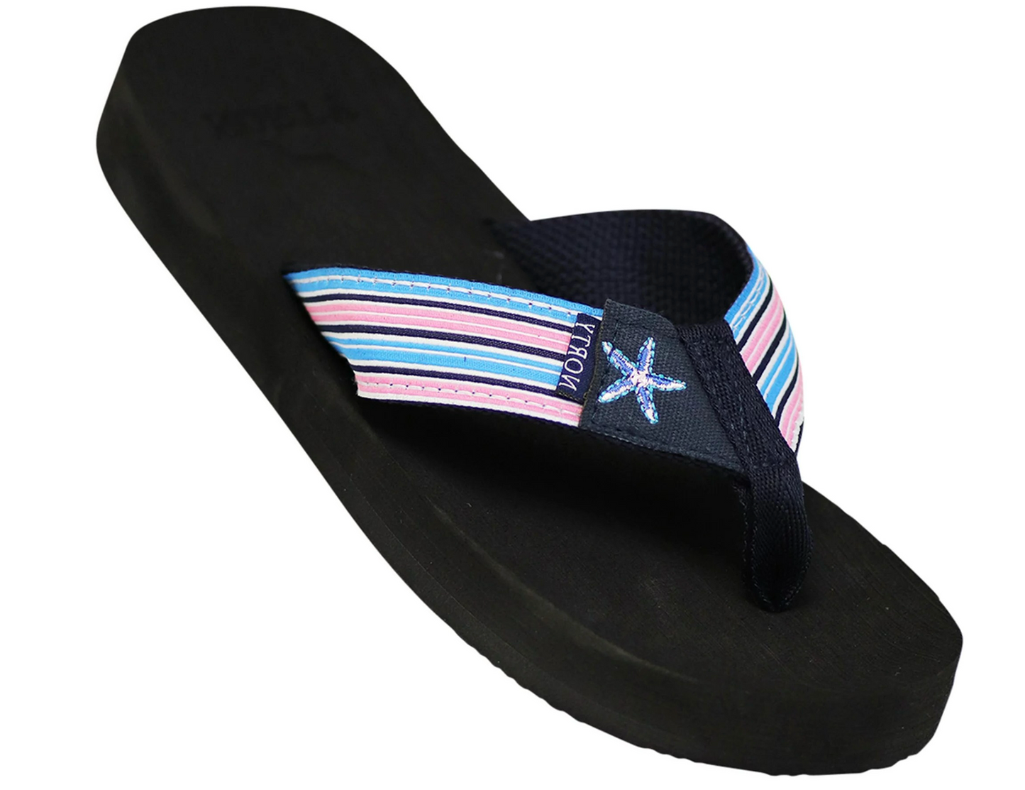 NORTY Womens Flip Flops Adult Female Beach Thong Sandals, Rainbow Stripe (12252)