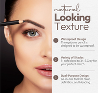 Sorme Cosmetics Waterproof Eyebrow Pencil With Brush, (34) Soft Gray
