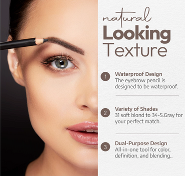 Sorme Cosmetics Waterproof Eyebrow Pencil With Brush, (34) Soft Gray