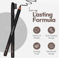 Sorme Cosmetics Waterproof Eyebrow Pencil With Brush, (34) Soft Gray