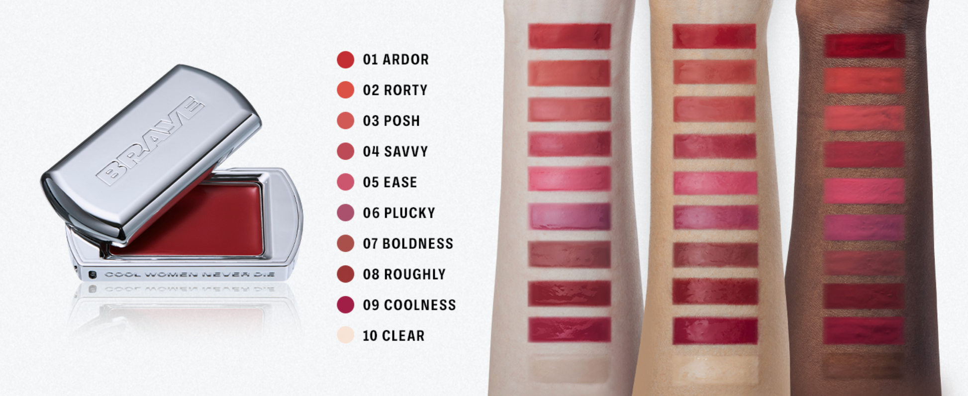 BRAYE Lipsleek 2-in-1 Lip Balm/Blush including Long Multi Strap