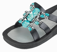 Grandco Sandals - Venice Women's Turquoise Beaded Slide Sandal, Turquoise
