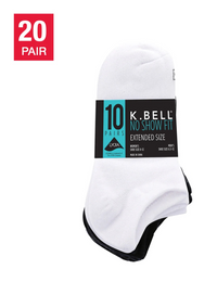 K Bell Women's No Show Sock - (Multi) Black/White (20-Pair)