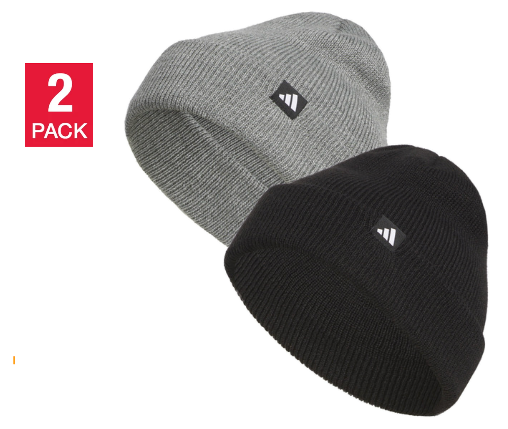adidas Unisex Fold Beanie - Black and Gray (2-Pack)