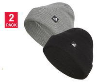 adidas Unisex Fold Beanie - Black and Gray (2-Pack)