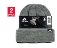 adidas Unisex Fold Beanie - Black and Gray (2-Pack)