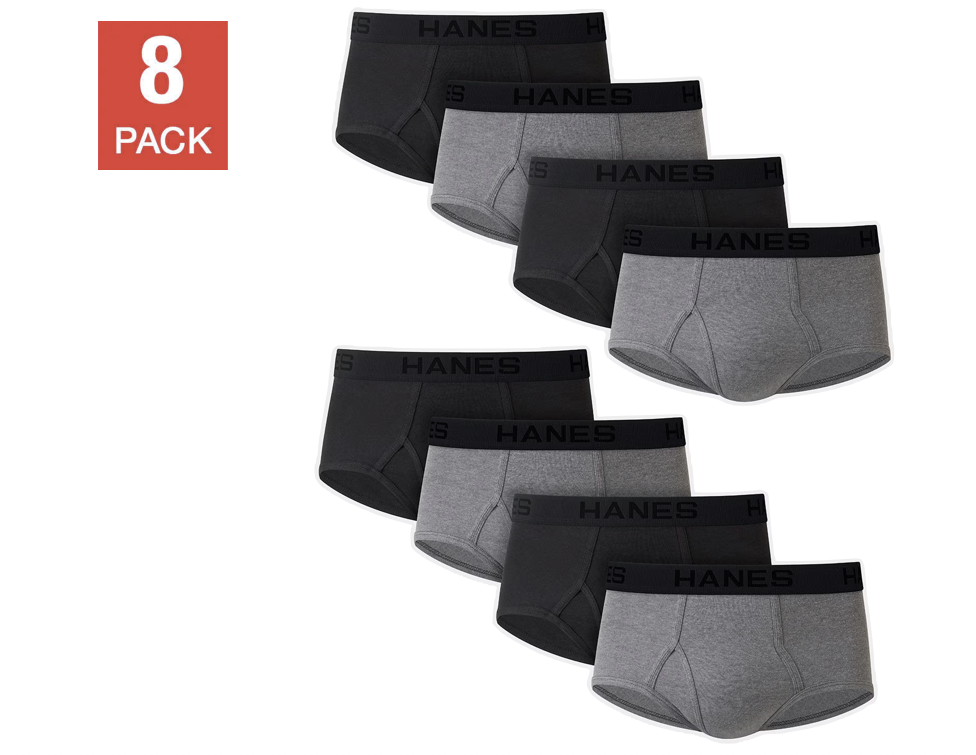 Hanes Men's  Best Brief, Black/Grey, (8-Pack)