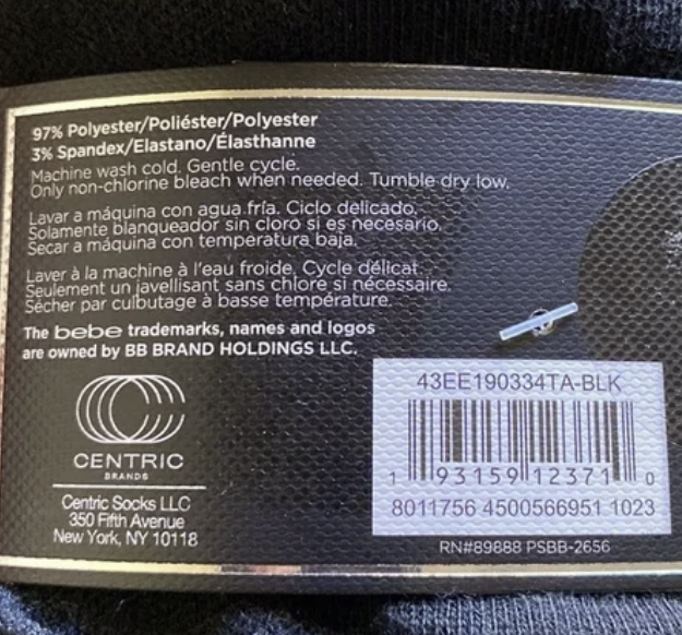 Bebe Logo Socks Black Colors, Size (4 -10) (9 Pairs)
