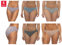 Felina Women's Organic Cotton Stretch Bikini, Assorted Colors (6-Pack)