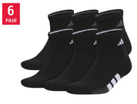 adidas Men's Quarter Sock, 6-12 (Black) (6-pair)