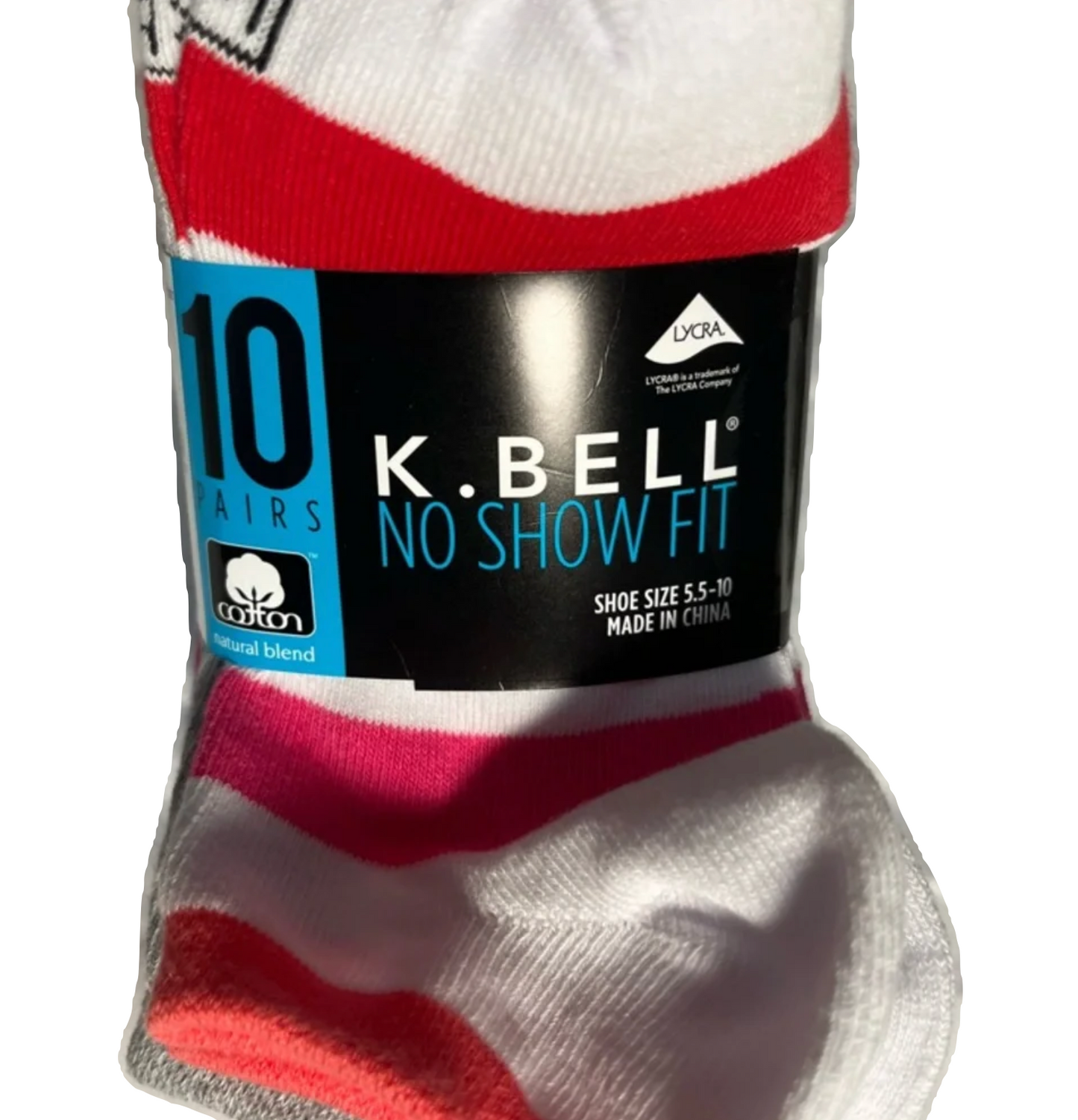 K.Bell Ladies No Show Sock - Assorted Colors (20-Pair)