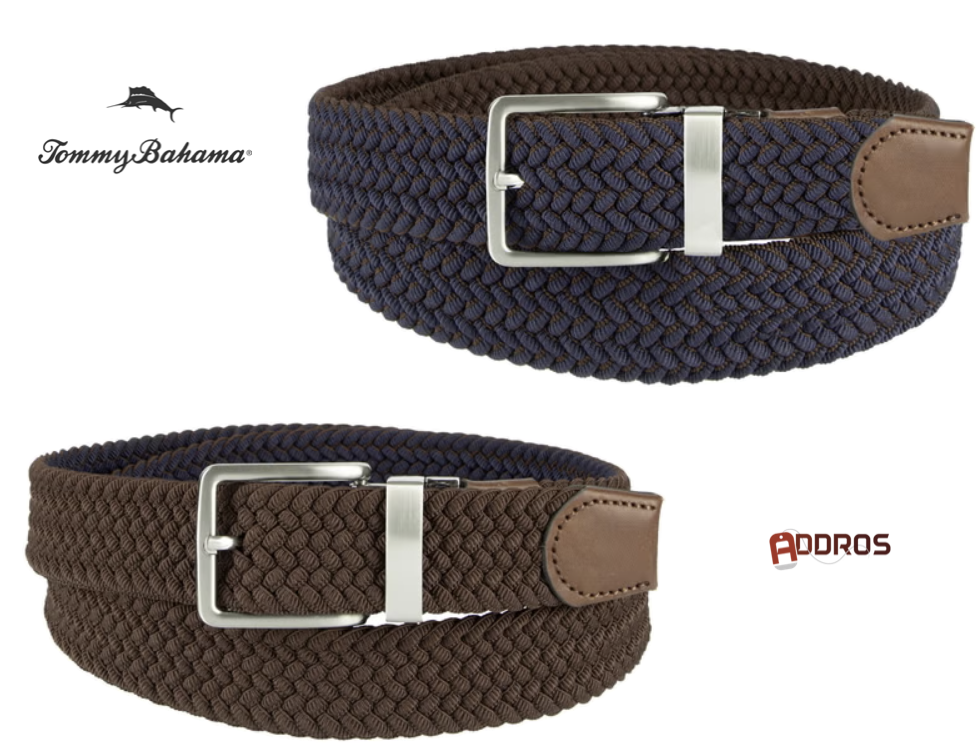 Tommy Bahama Men's Stretch Braided Reversible Belt, Navy/Brown