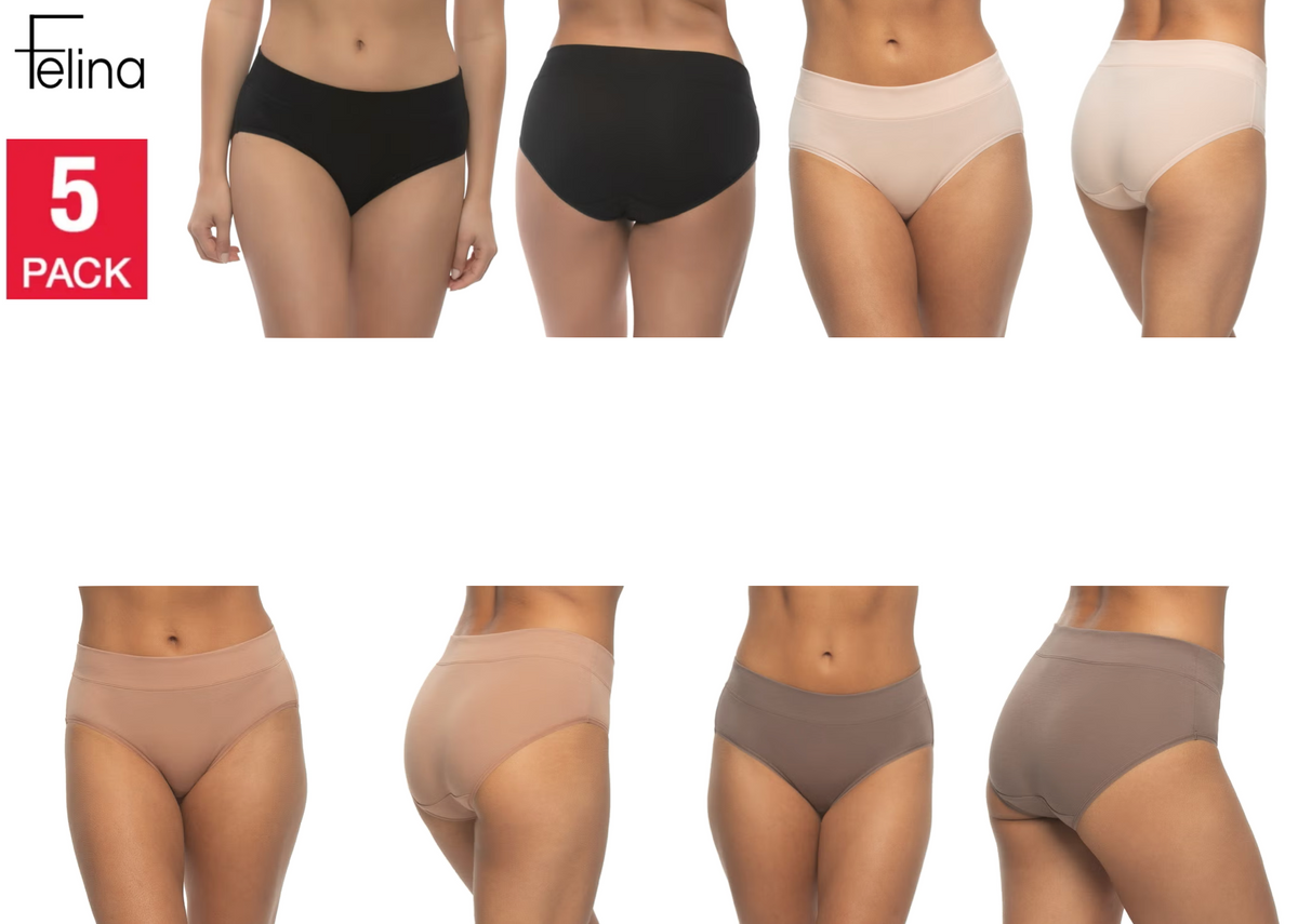 Felina Women's Pima Cotton Hipster, Assorted Colors (5-Pack)