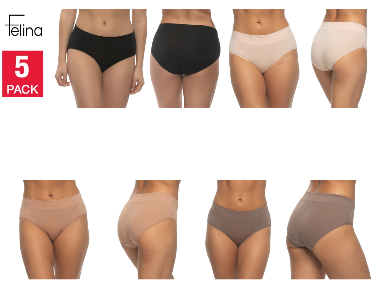 Felina Women's Pima Cotton Hipster, Assorted Colors (5-Pack)