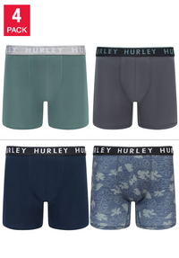 Hurley Men's Boxer Brief, Assorted Colors (4-Pack)