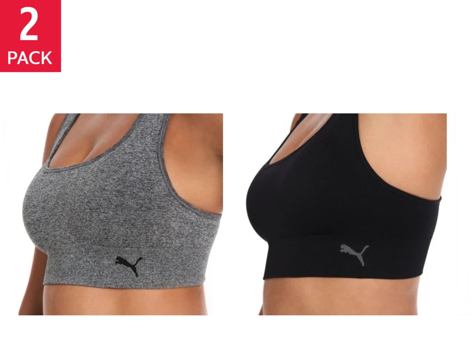 PUMA Ladies' Seamless Sports Bra - (Black) (2-Pair)