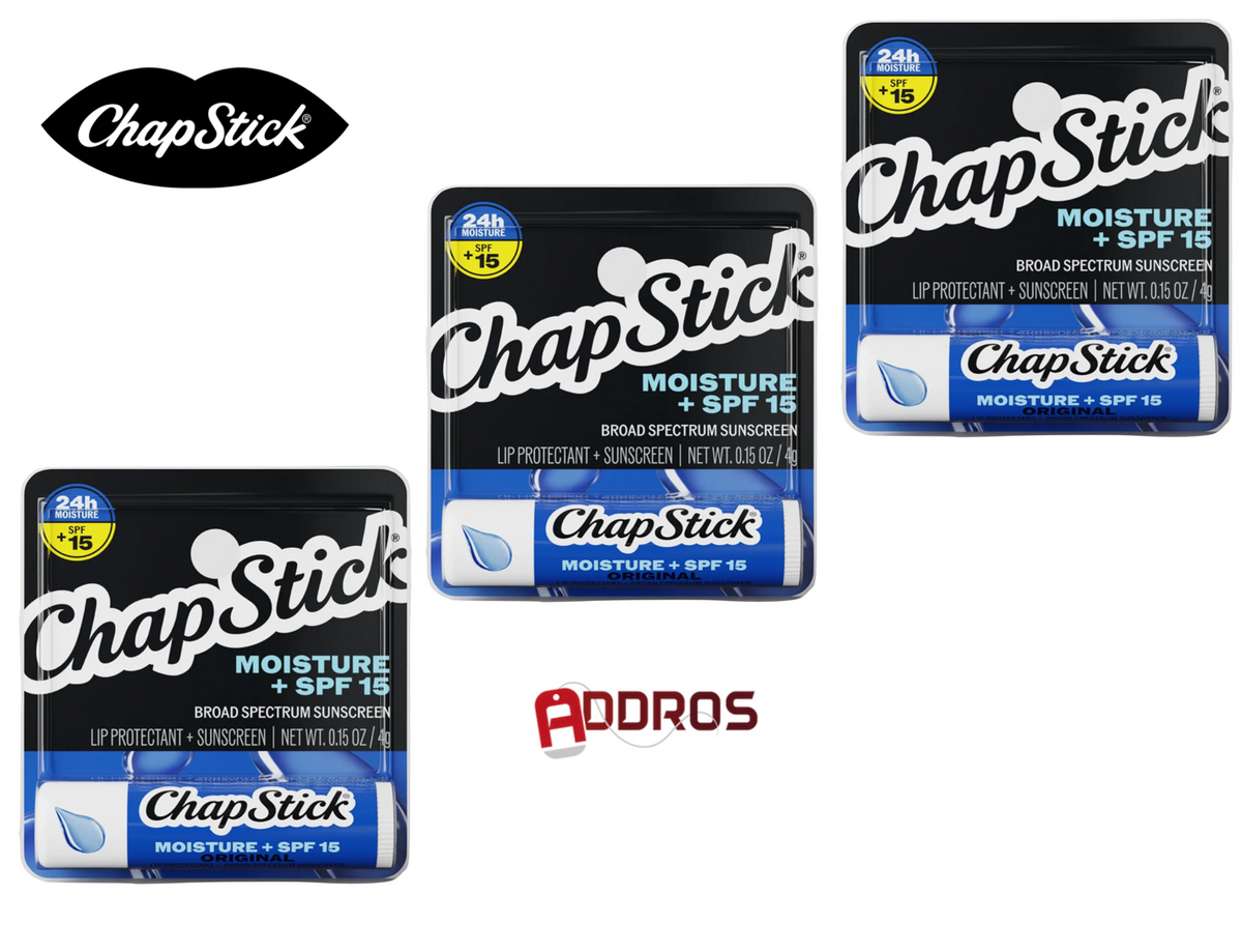 ChapStick Moisturizer Original Lip Balm Tube, SPF 15, 0.15 oz (3-Pack)