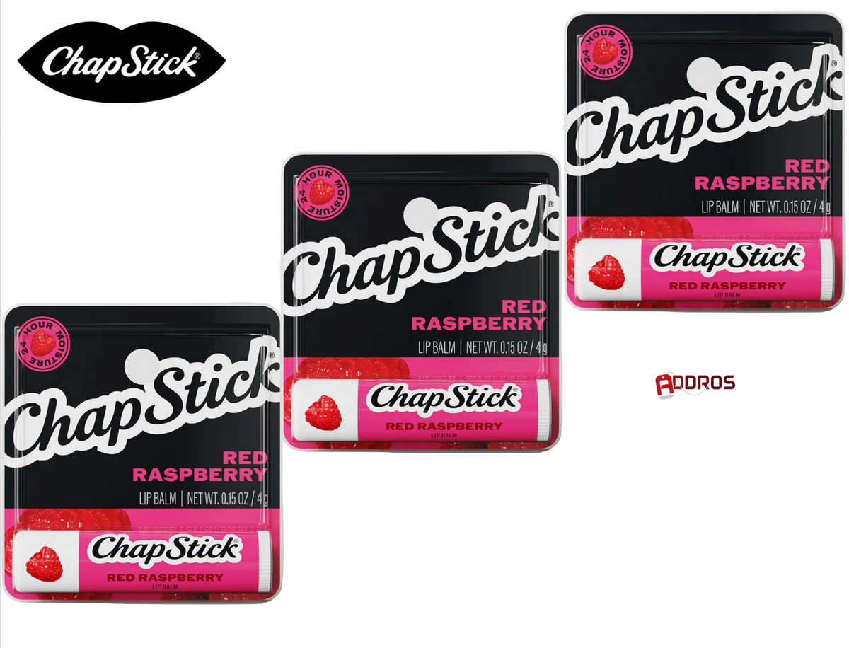 Chapstick Classic Lip Balm, SPF 15, Broad Spectrum, Red Raspberry (3-Pack)