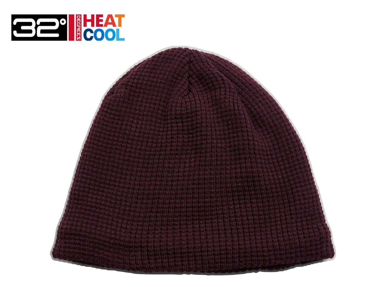 32 Degrees The Waffle Sherpa-Lined Beanie, Bordeaux (One Size) (1-Pack)