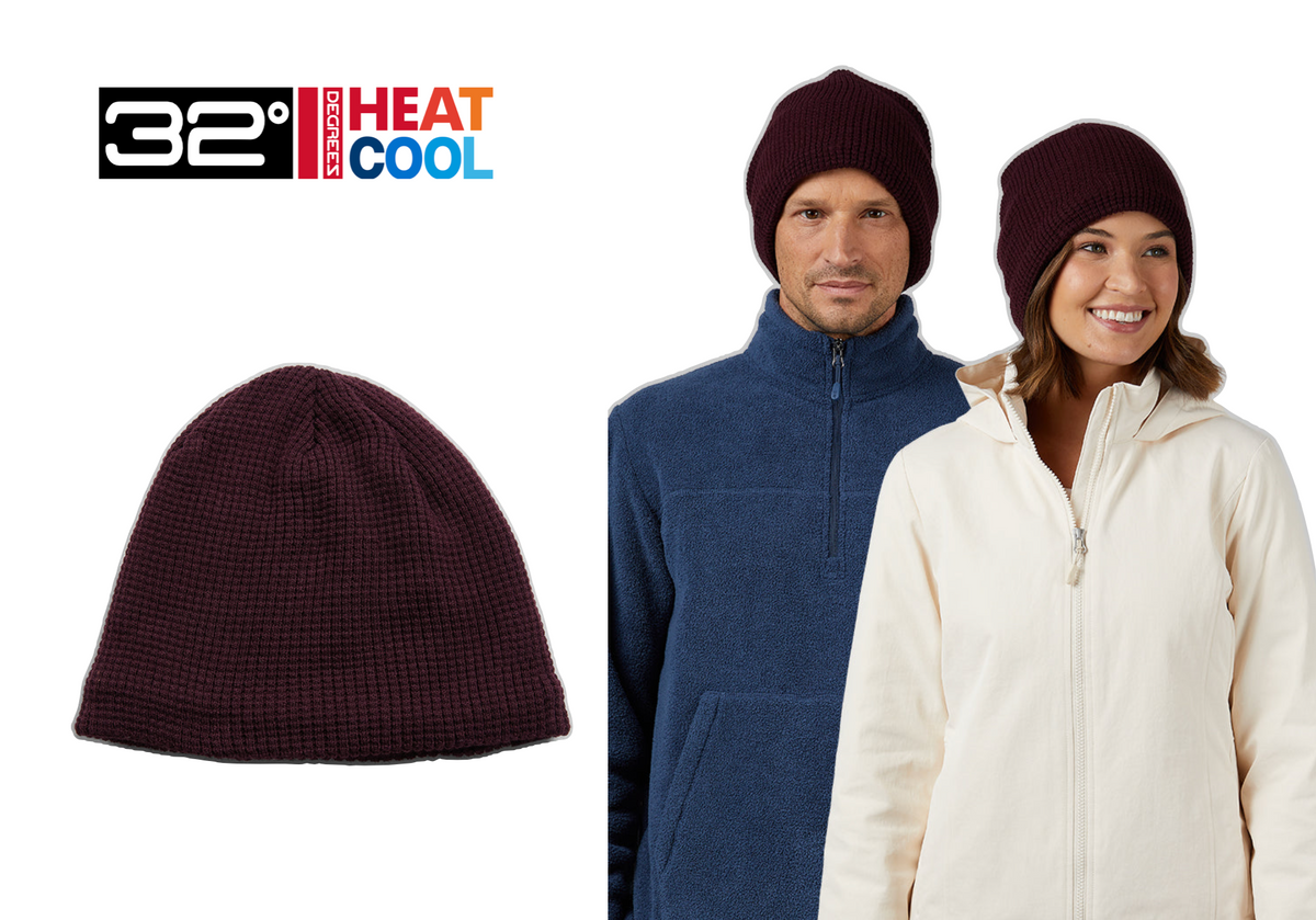 32 Degrees The Waffle Sherpa-Lined Beanie Bordeaux (One Size) (1-Pack)