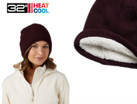 32 Degrees The Waffle Sherpa-Lined Beanie, Bordeaux (One Size) (1-Pack)