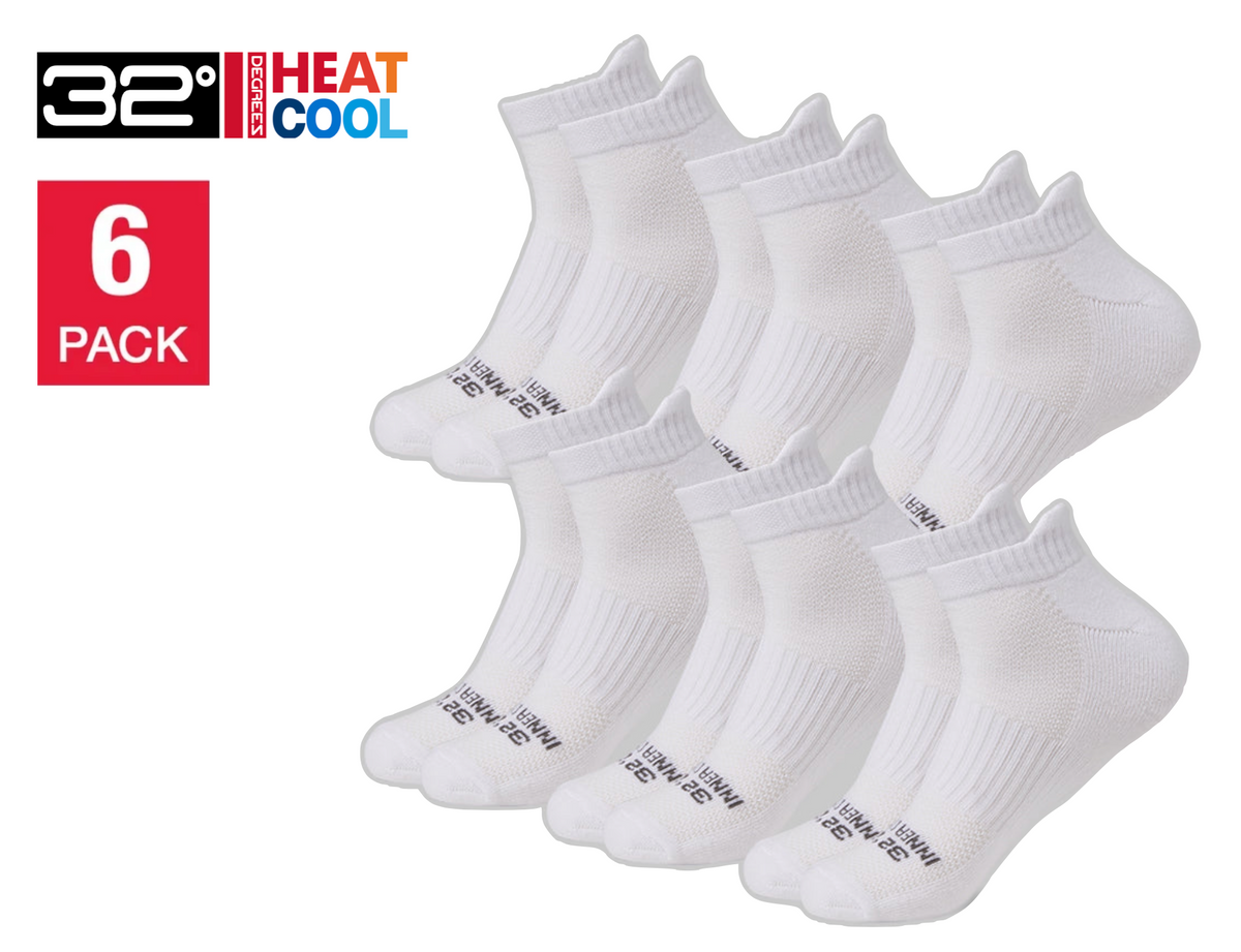 32 Degrees Men's,  Cool Comfort Ankle Running Socks (6-Pack)