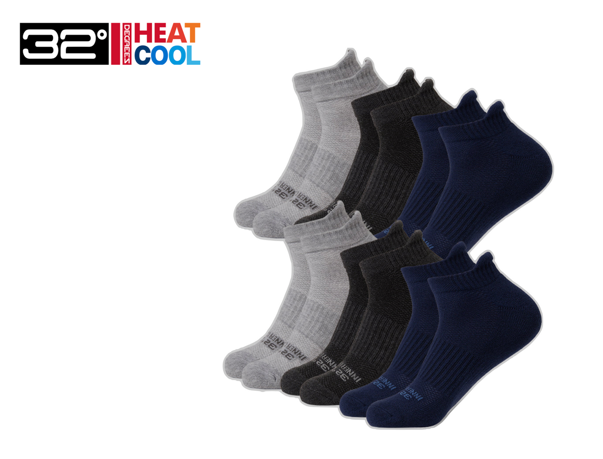 32 Degrees Men's,  Cool Comfort Ankle Running Socks, (6-Pack)