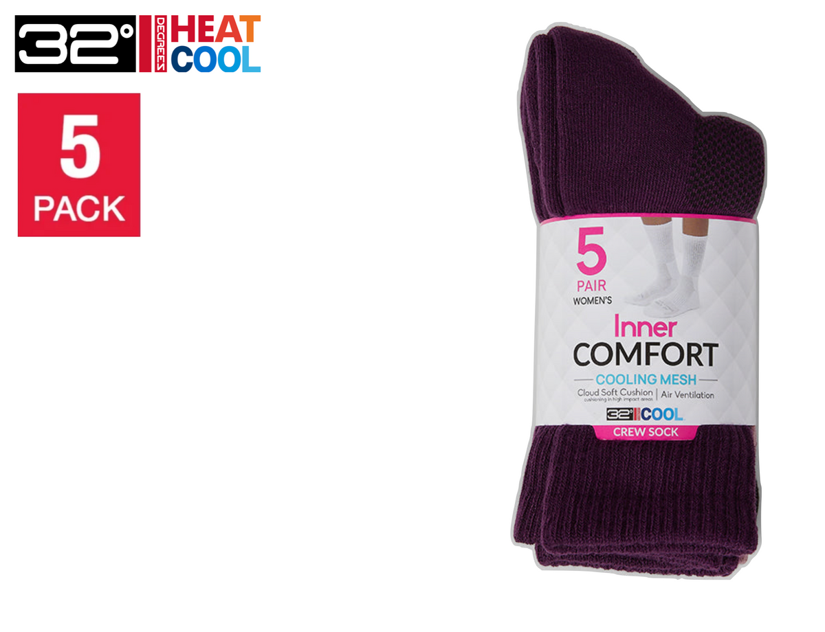 32 Degrees Women's Cool Comfort Crew Socks (5-Pack)