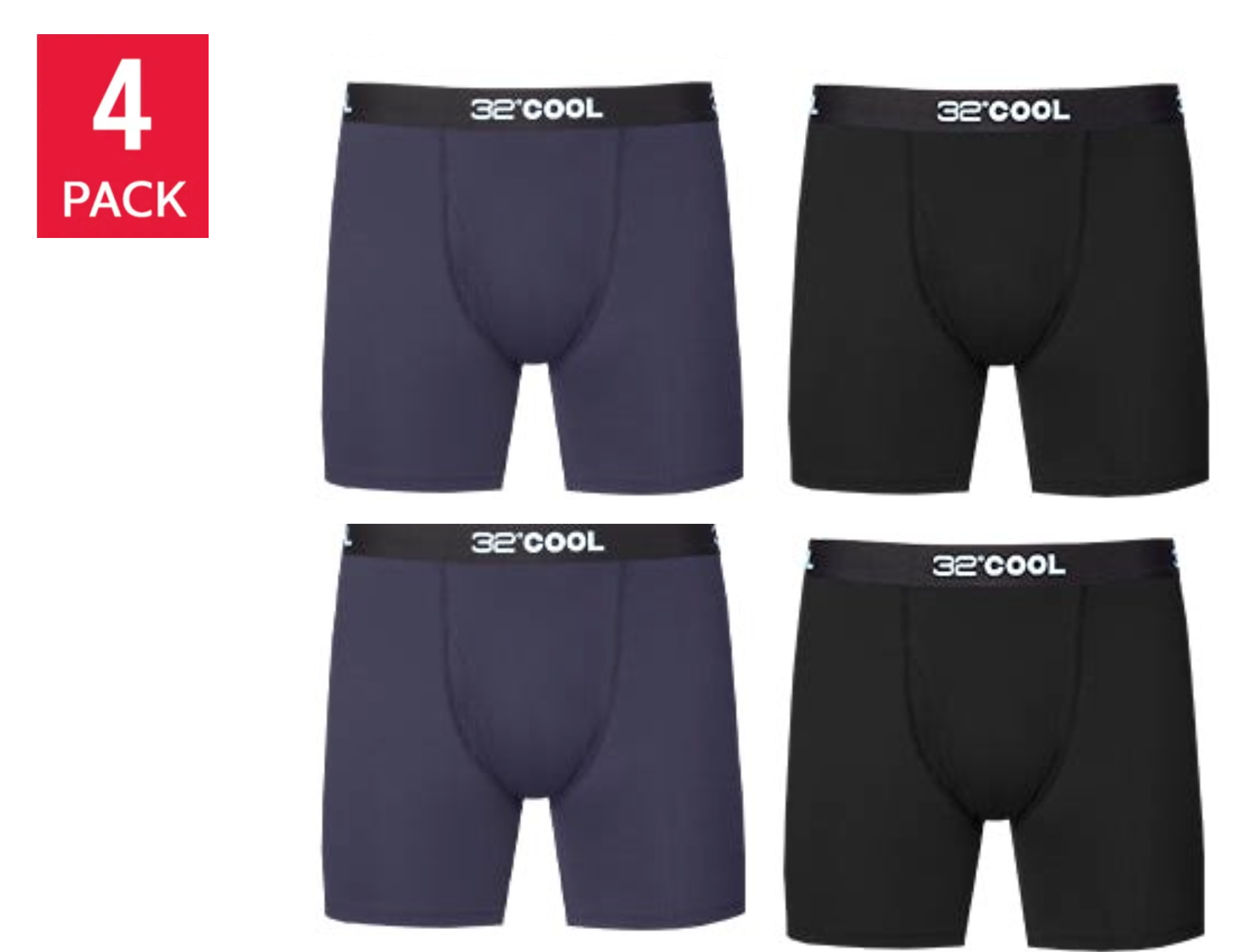 32 Degrees Men's Cool Classic Boxer Brief, Assorted Colors (4-Pack)