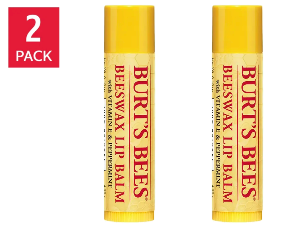 Burt's Bees Beeswax Lip Balm Original with Peppermint Vitamin E 2-Pack
