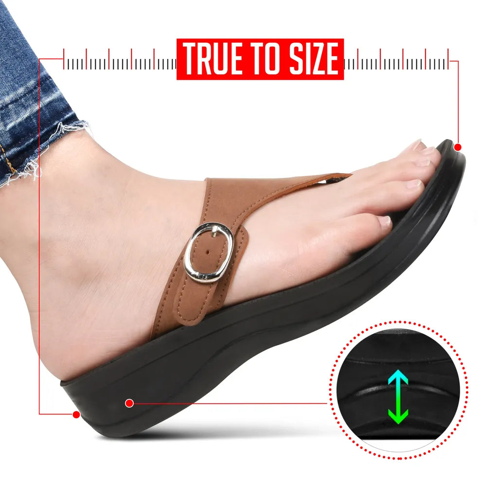 Aerothotic Women's Comfortable Arch Support Sandal, Shale, Brown (L0817)