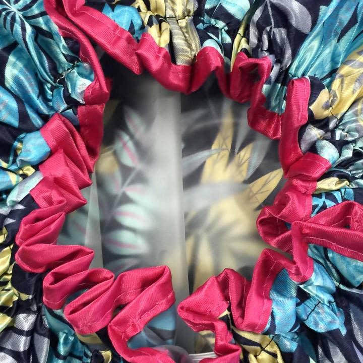 Wrapables Trendy Satin Shower Cap, Twilight Leaves

