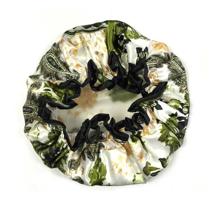 Wrapables Trendy Satin Shower Cap-Paisley Foliage
