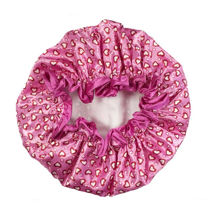 Wrapables Trendy Satin Shower Cap - Petite Hearts