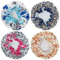 Wrapables Double Layer Waterproof Shower Caps, Majestic Floral (Set of 4)