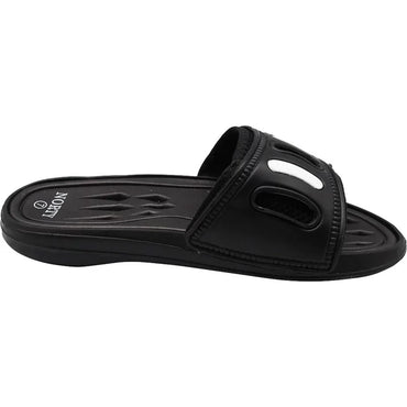 NORTY Mens Drainage Slide Sandals Adult Male Footbed Sandals, (C1023) Black