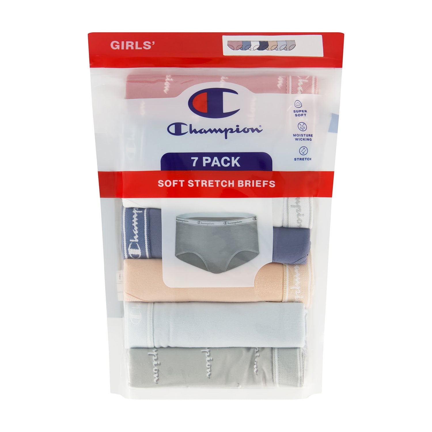 Champion Girls - Stretch Soft Brief, Lilas Print Pack (7-Pack)