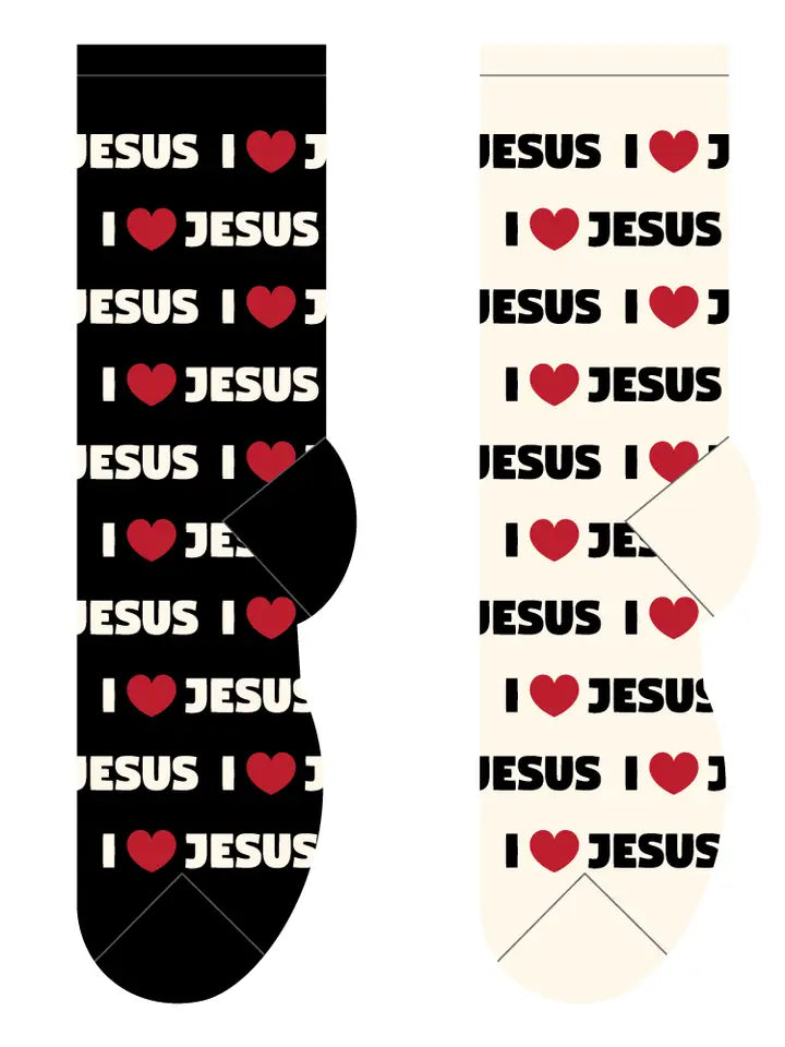 Foozys Women’s Small/Medium Novelty Crew Socks | I Love Jesus