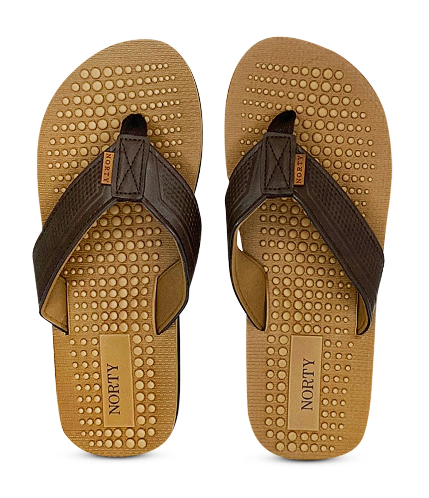 NORTY Mens Flip Flops Adult Male Beach Thong Sandals (11122) Tan Brown