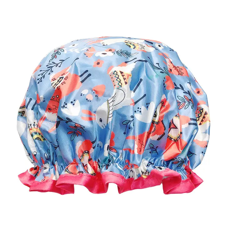 Wrapables Reusable Women's Waterproof Shower Caps, Llamas
