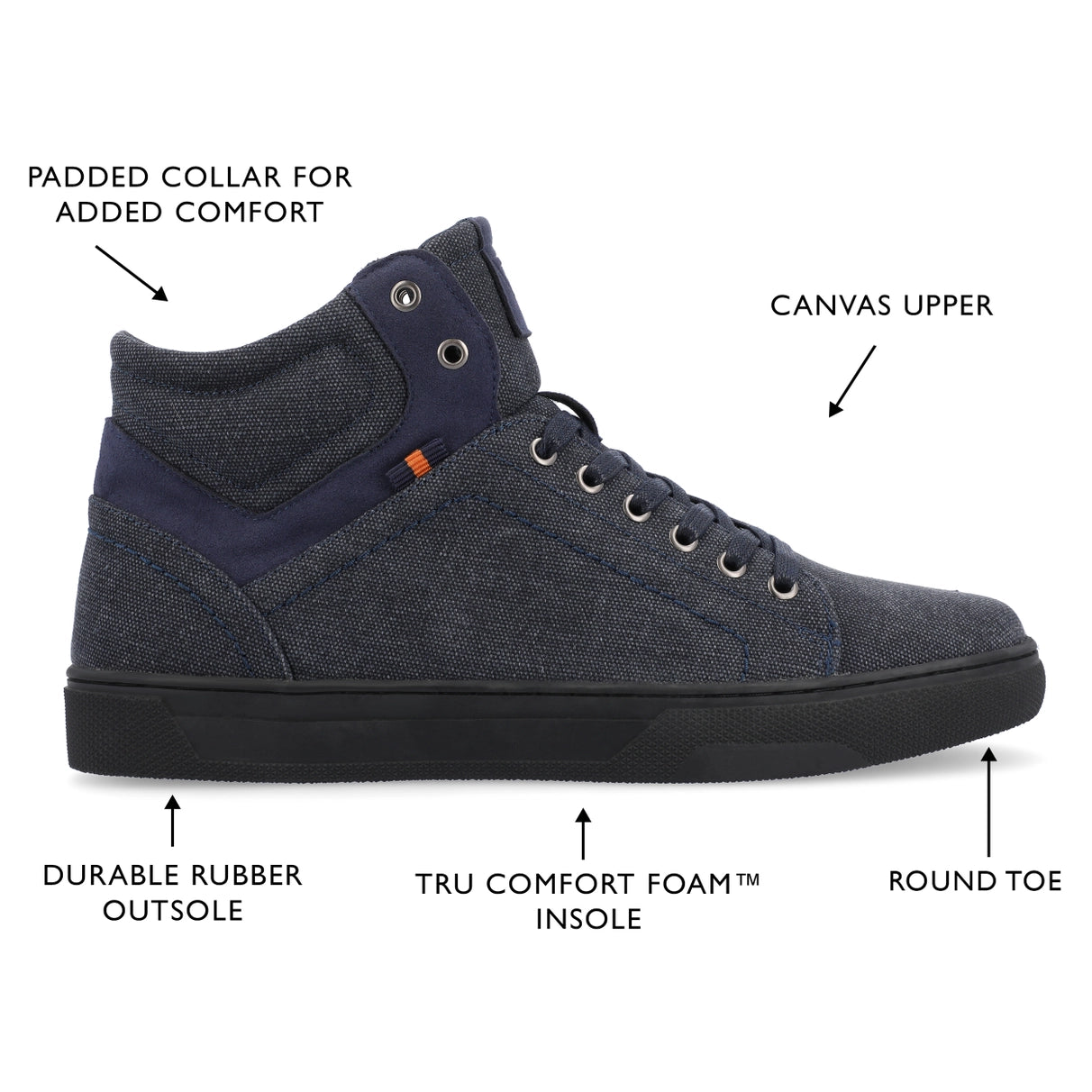 Vance Co. Justin High Top Sneaker - Navy