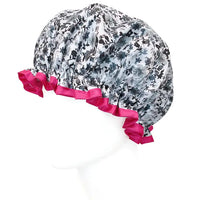 Wrapables Reusable Womens Waterproof Shower Caps, Gray Pansies
